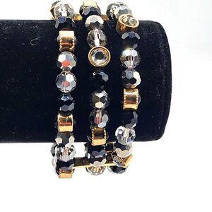 Black & gold triple strand bracelet